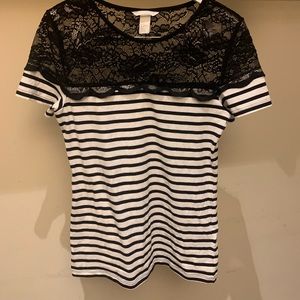 H&M size medium striped t with lace